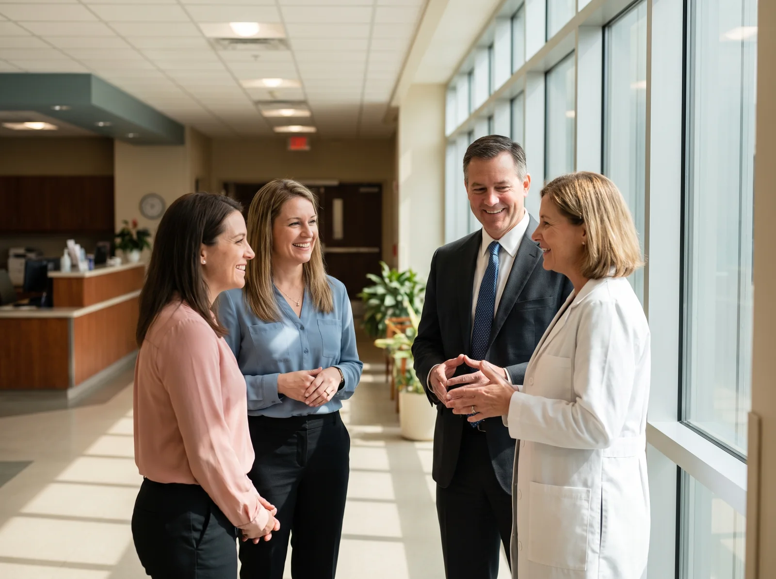 Journey Medical Group physician in conversation with hospital administrators
